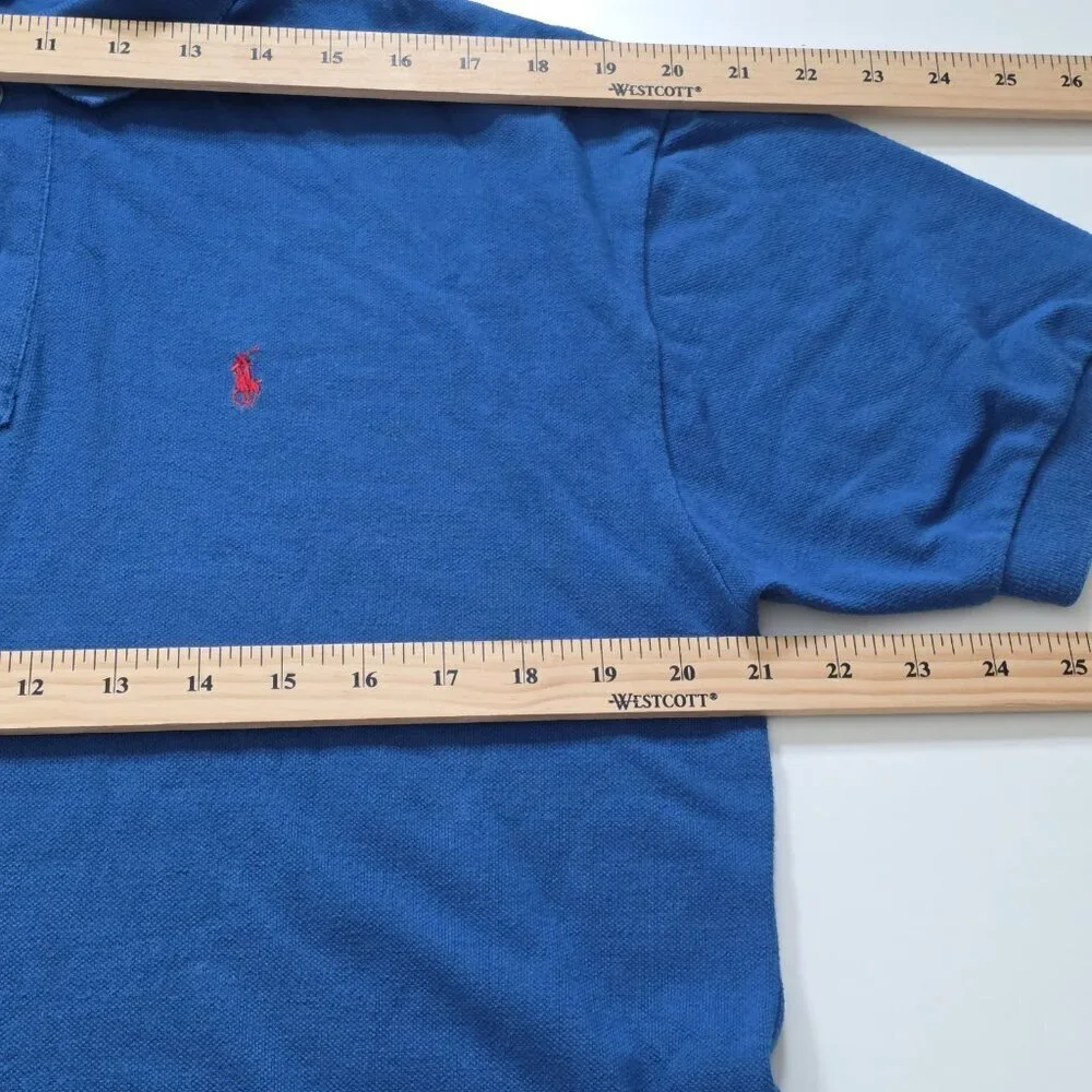 Ralph Lauren Polo T Shirt Mens XL Blue SS Buttons Preppy Cotton Casual Pony Boho